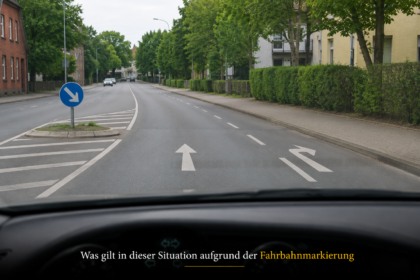Was gilt in dieser Situation aufgrund der Fahrbahnmarkierung